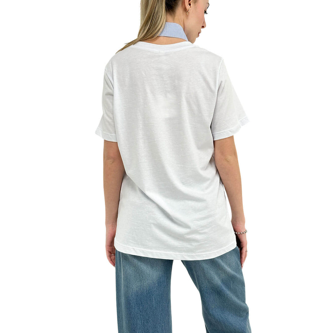 Tensione In Maglia Donna, Colletto Rimovibile, Cotone, Bianco