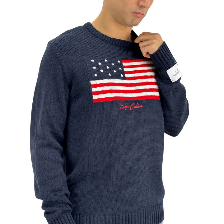 Superculture, Maglia, Uomo, American Flag, Acrilico, Blu