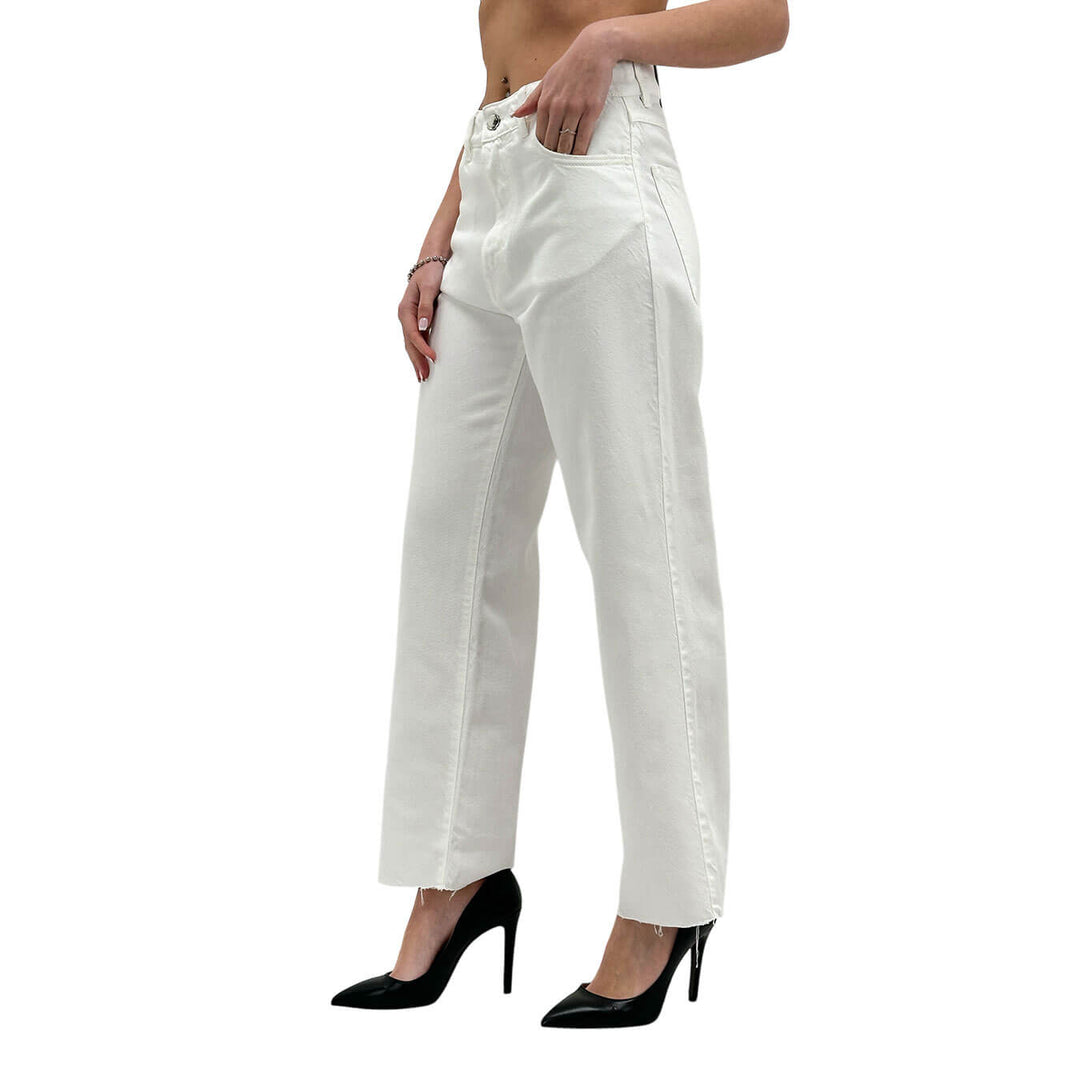 Icon Denim Jill Pantaloni Donna, Jeans Classico, Cotone, Bianco