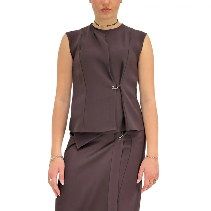 Ottod'Ame, Top, Donna, Dettaglio Metallo, Marrone