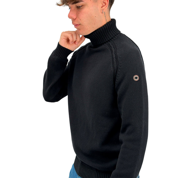 MarKup Maglia Pullover Uomo, Collo Alto, Basic, Cotone, Nero