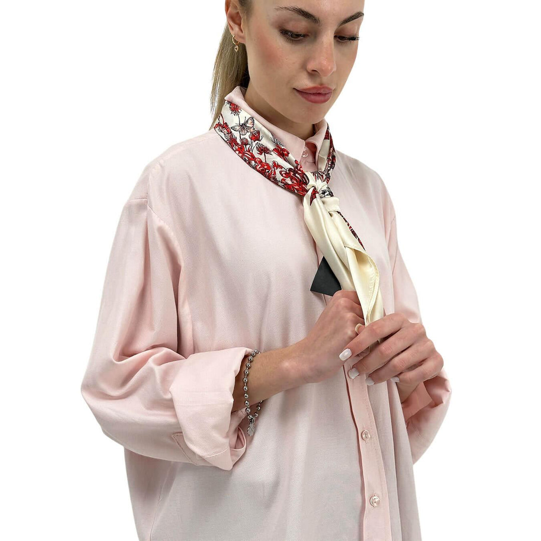 Motel Camicia Over Donna, Foulard Decorativo, Rosa