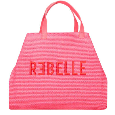 Rebelle Borsa Ashanti Donna, Shopping Bag, Tracolla, Paglia, Rosa, 36x30x16, bassiniboutique.it