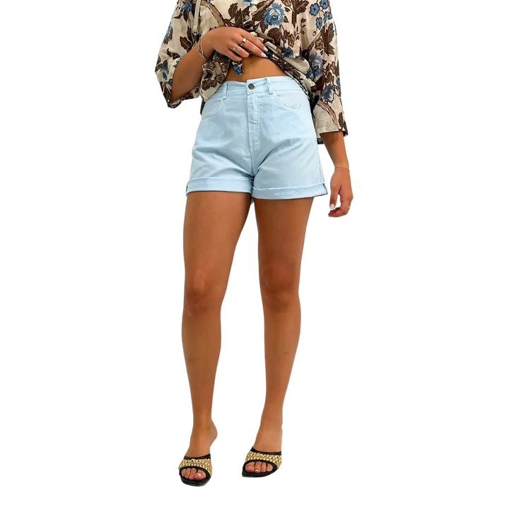Motel Shorts Donna Celesti in Cotone Elasticizzato con Vestibilità Casual