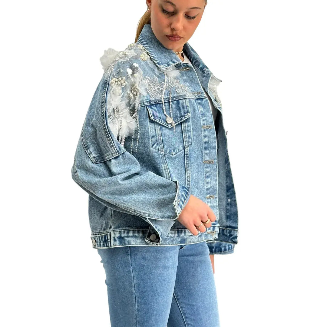 Bassini, Giubbotto Jeans, Donna, Cotone, Blu