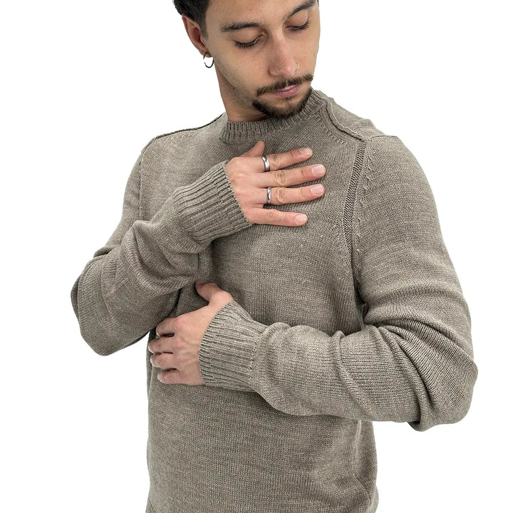 BL.11 Block Eleven, Maglia, Girocollo, Uomo, Misto Lana, Beige