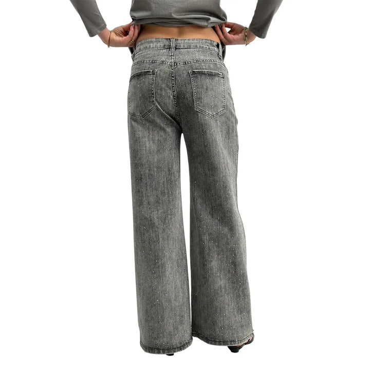 Bassini, Jeans con Strass, Donna, Grigio