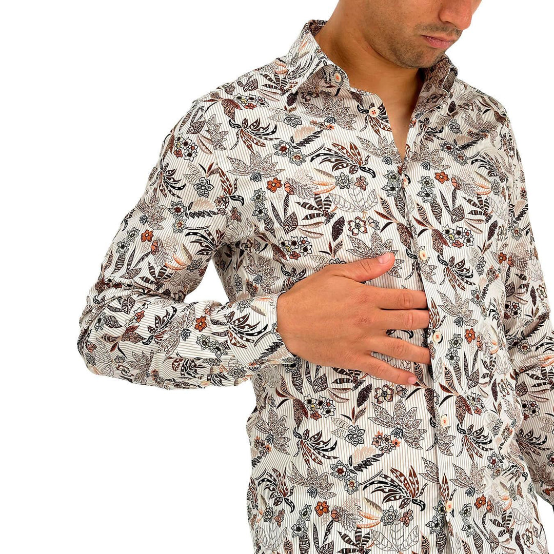 MarKup Camicia Uomo, Collo alla Francese, Cotone, Fantasia, Bianco - BassiniBoutique.it