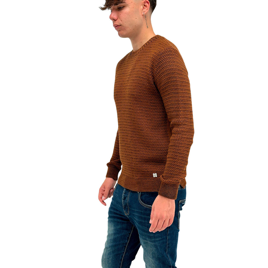 BL.11 Block Eleven Men's Sweater, Crewneck, Knitted, Acrylic, Brown