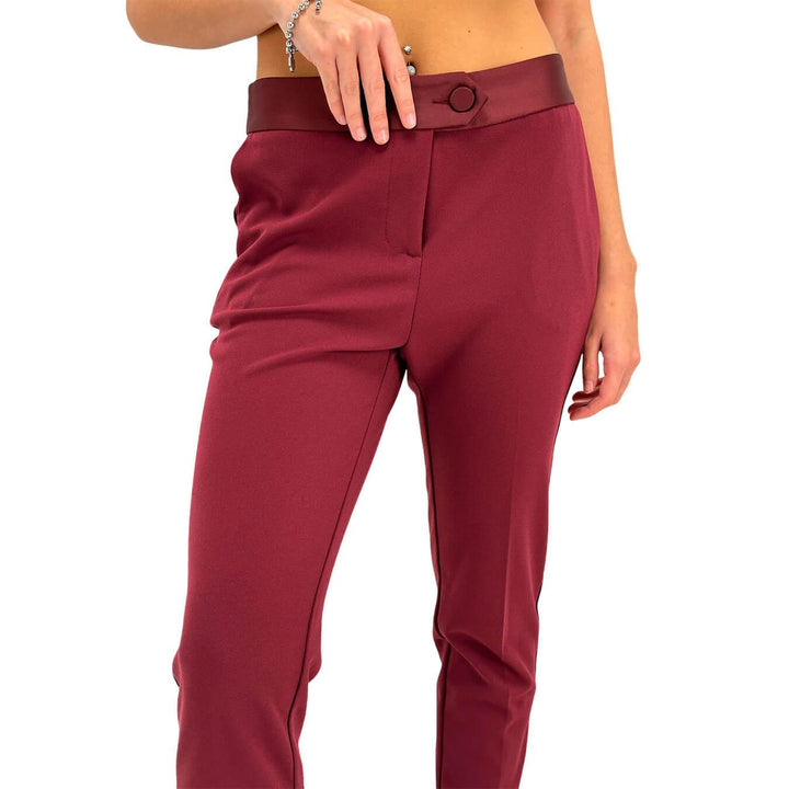 Imperial Pantaloni Donna, Modello alla Caviglia, Fascia Raso, Rosso