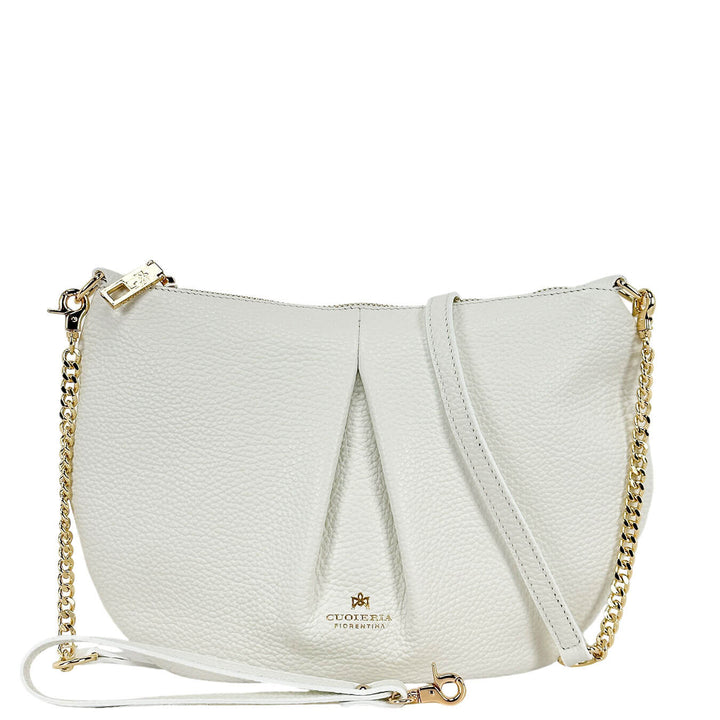 Cuoieria Fiorentina Emma Borsa Donna, Pouch Tracolla, Pelle, Bianco