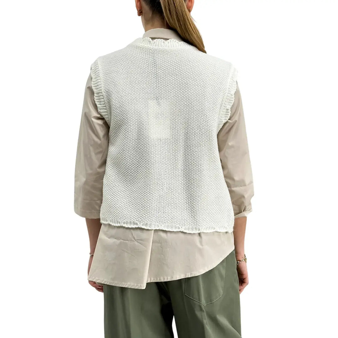 Bassini, Bolero Gilet, Donna, Bianco