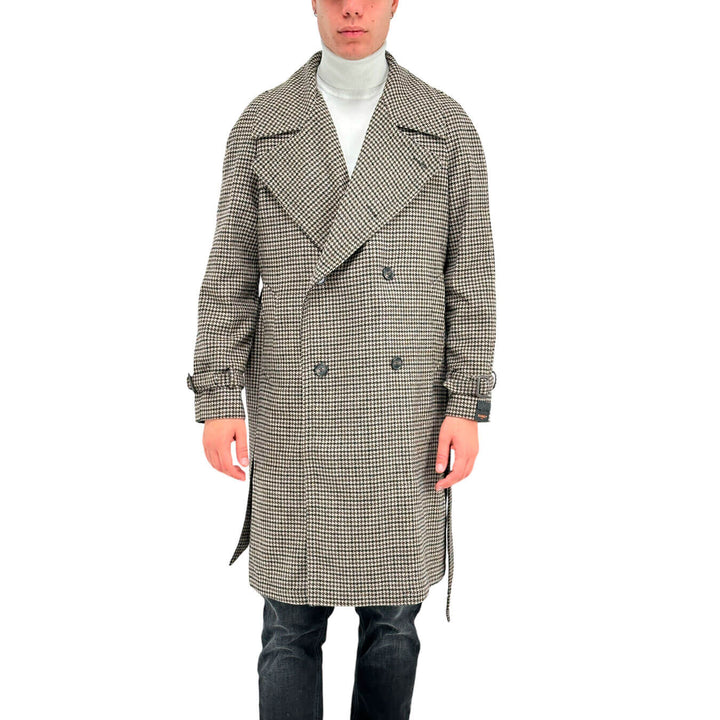 MarKup Cappotto Uomo, Doppiopetto, Pied de Poule, Marrone