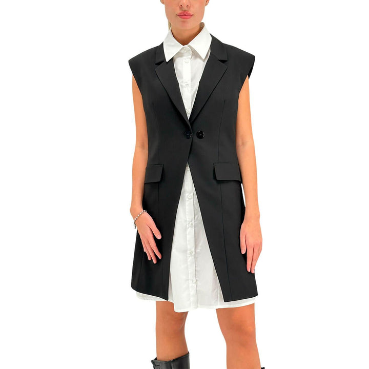 Imperial Abito Due Pezzi Donna, Camicia e Gilet, Cotone, Bianco e Nero