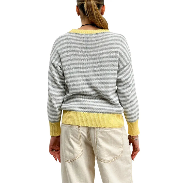 Bassini, Maglia a Righe, Donna, Cotone, Grigio e Bianco