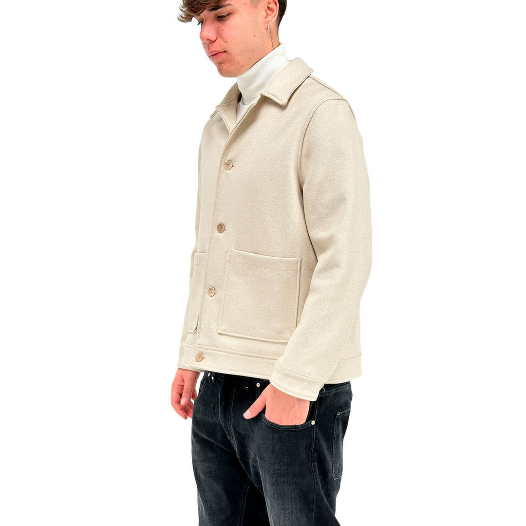 I'm Brian Men's Jacket, Single Breasted, Side Pockets, Ivory