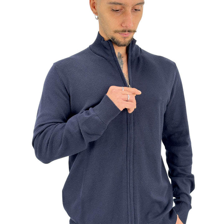 Markup, Maglia Zip, Uomo, Viscosa, Blu