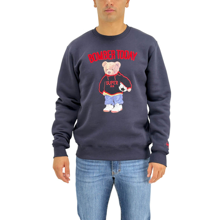 Superculture, Felpa, Uomo, Orsacchiotto, Cotone, Blu