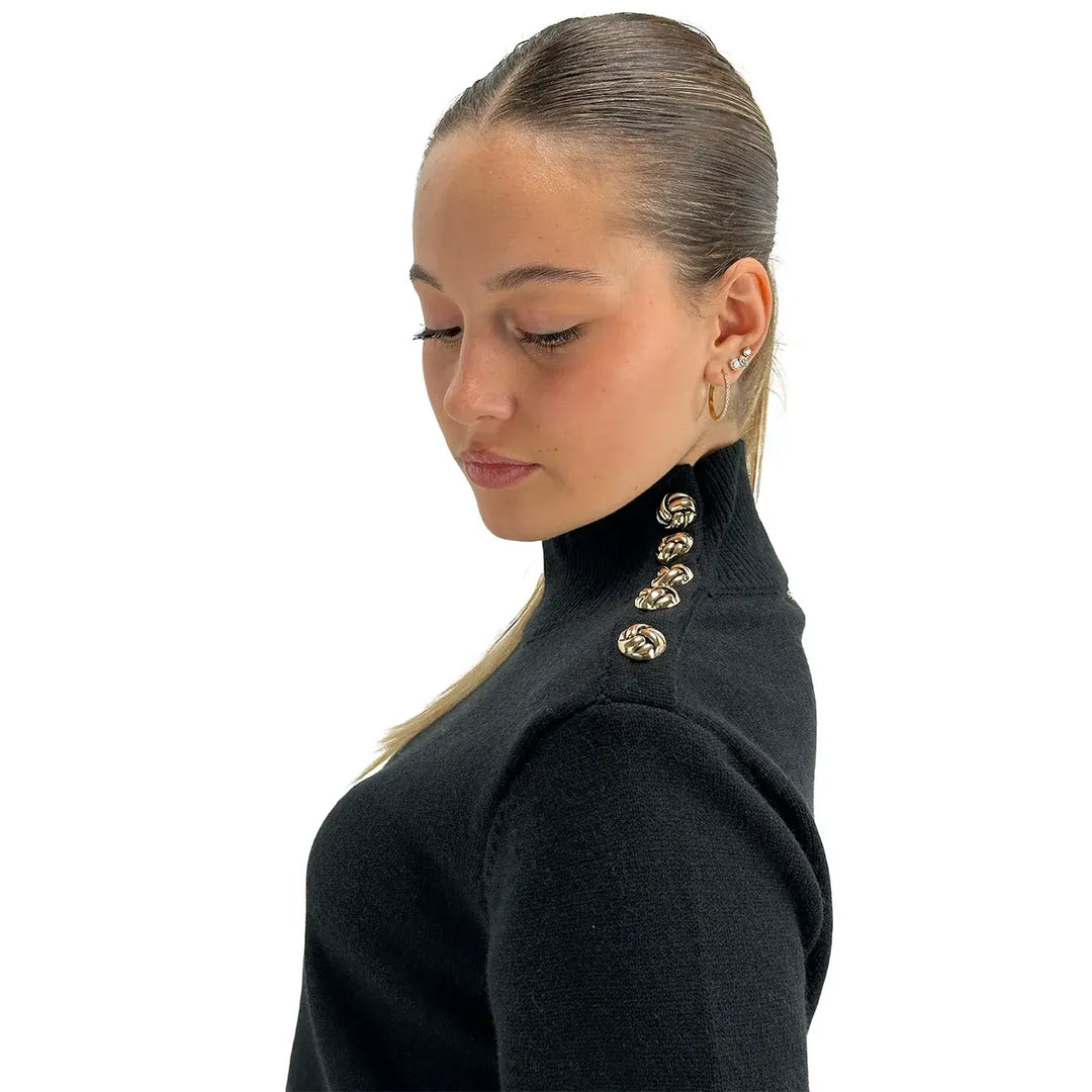 Koralline, Maglia Lupetto, Donna, Tessuto Misto, Nero