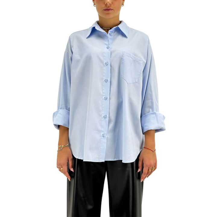 Tensione In, Camicia, Donna, Cotone, Celeste