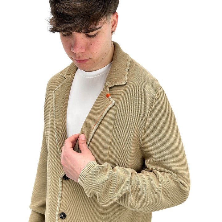 MarKup Giacca Uomo, Monopetto, Revers, Cotone, Beige