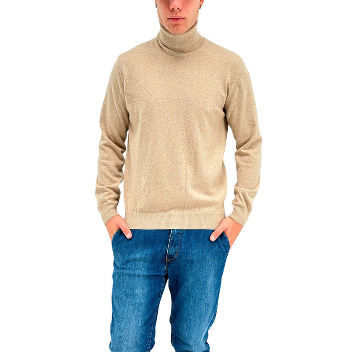 Refabrics Men's Sweater, Basic, High Neck, Cashmere, Beige