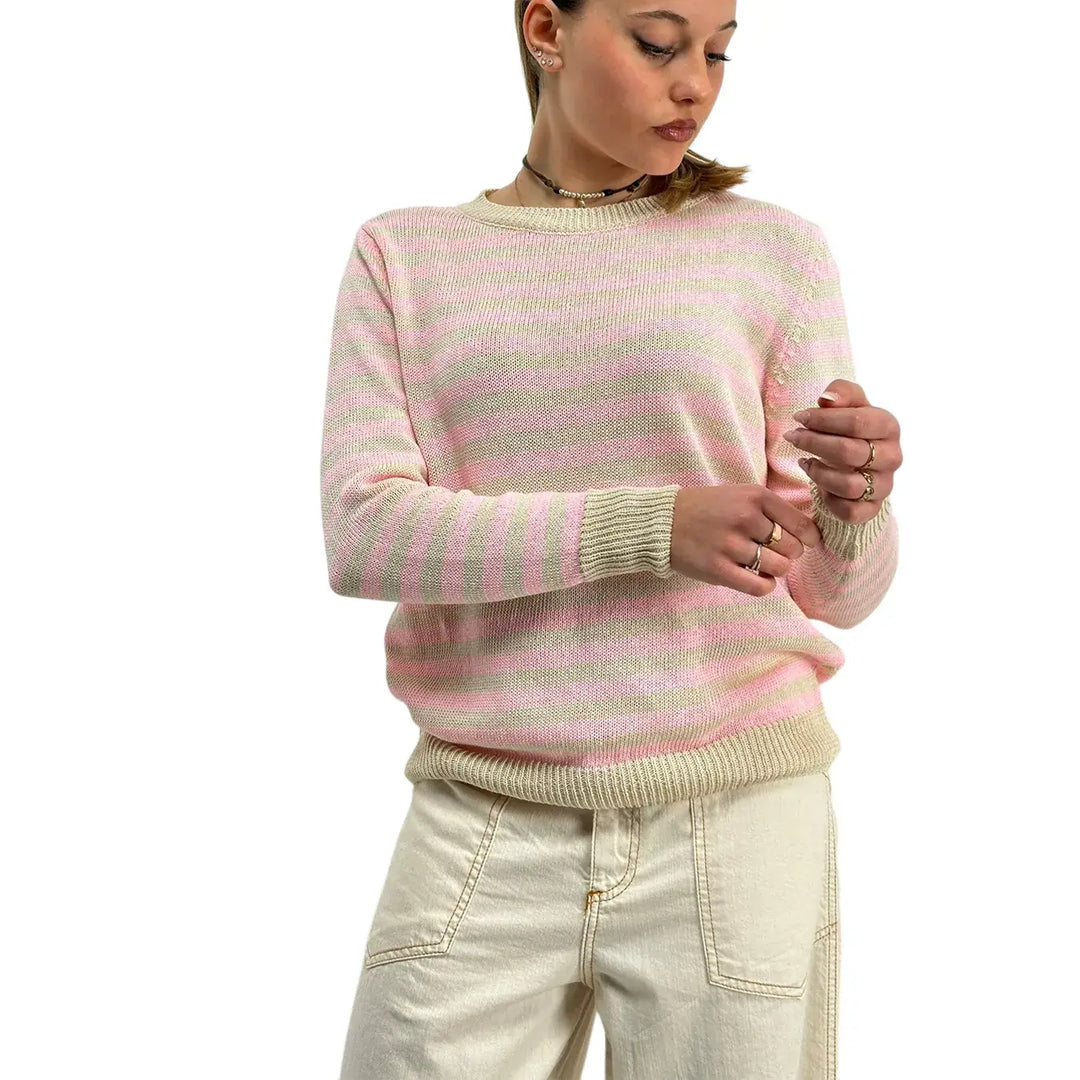Bassini, Maglia a Righe, Donna, Cotone, Verde e Rosa