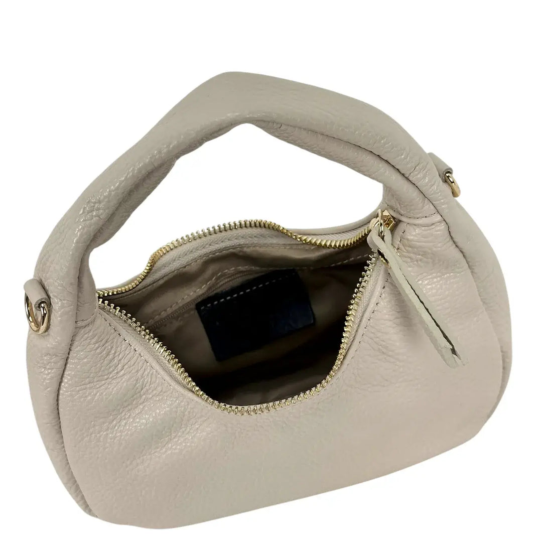 Bassini Borsa Donna Piccola in Pelle Burro Mini Sacca a Mano con Tracolla Rimovibile