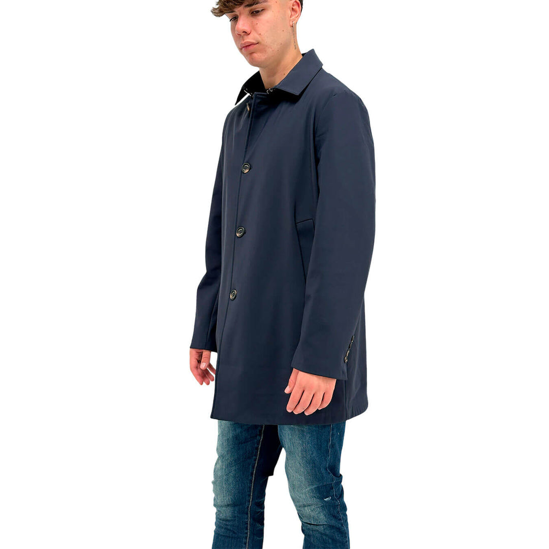 MarKup Cappotto Uomo, Impermeabile, Monopetto, Nylon, Blu