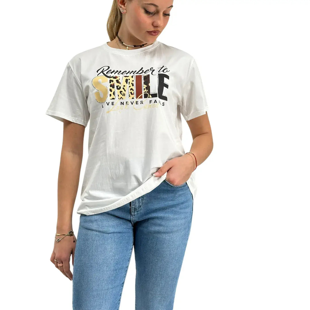 Bassini, T-Shirt, Donna, Cotone, Bianco