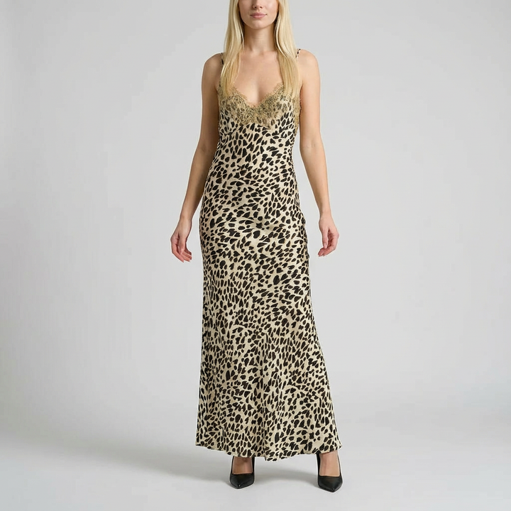Kontatto Women's Dress, Long, Leopard Print, Multicolored