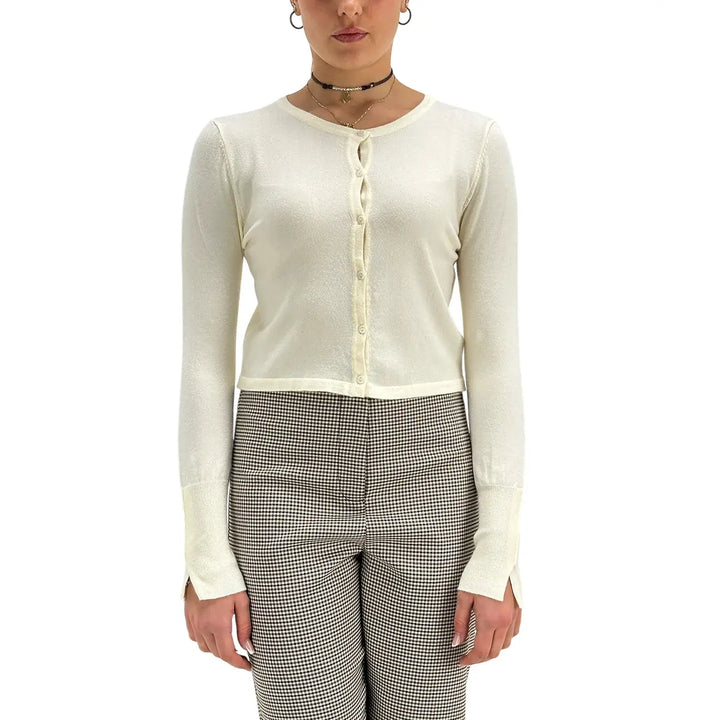 Koralline, Cardigan, Donna, Tessuto Misto, Panna