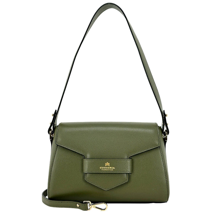 Cuoieria Fiorentina Maia Borsa Donna, Flap Bag Piccola, Pelle, Verde