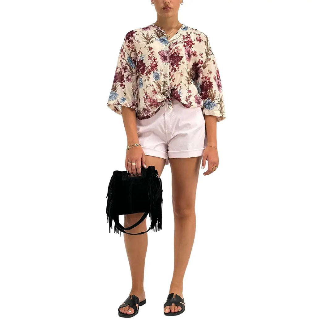 Motel Shorts Donna Rosa in Cotone Elasticizzato con Vestibilità Casual