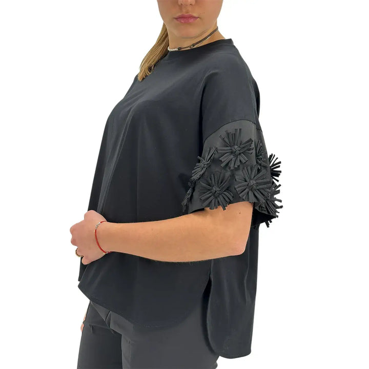 Meimeij, T-Shirt, Donna, Cotone, Nero