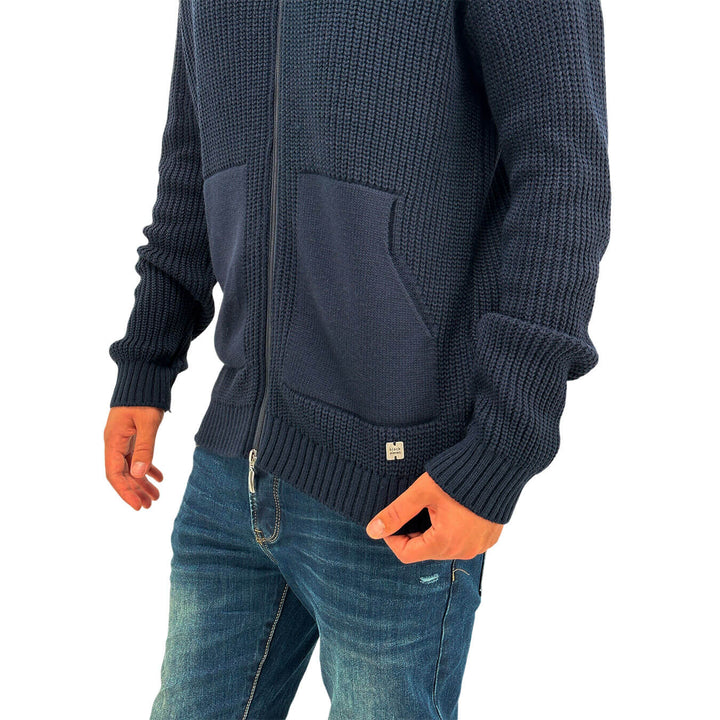 BL.11 Block Eleven Maglia Uomo, Cerniera, Tasche, Blu