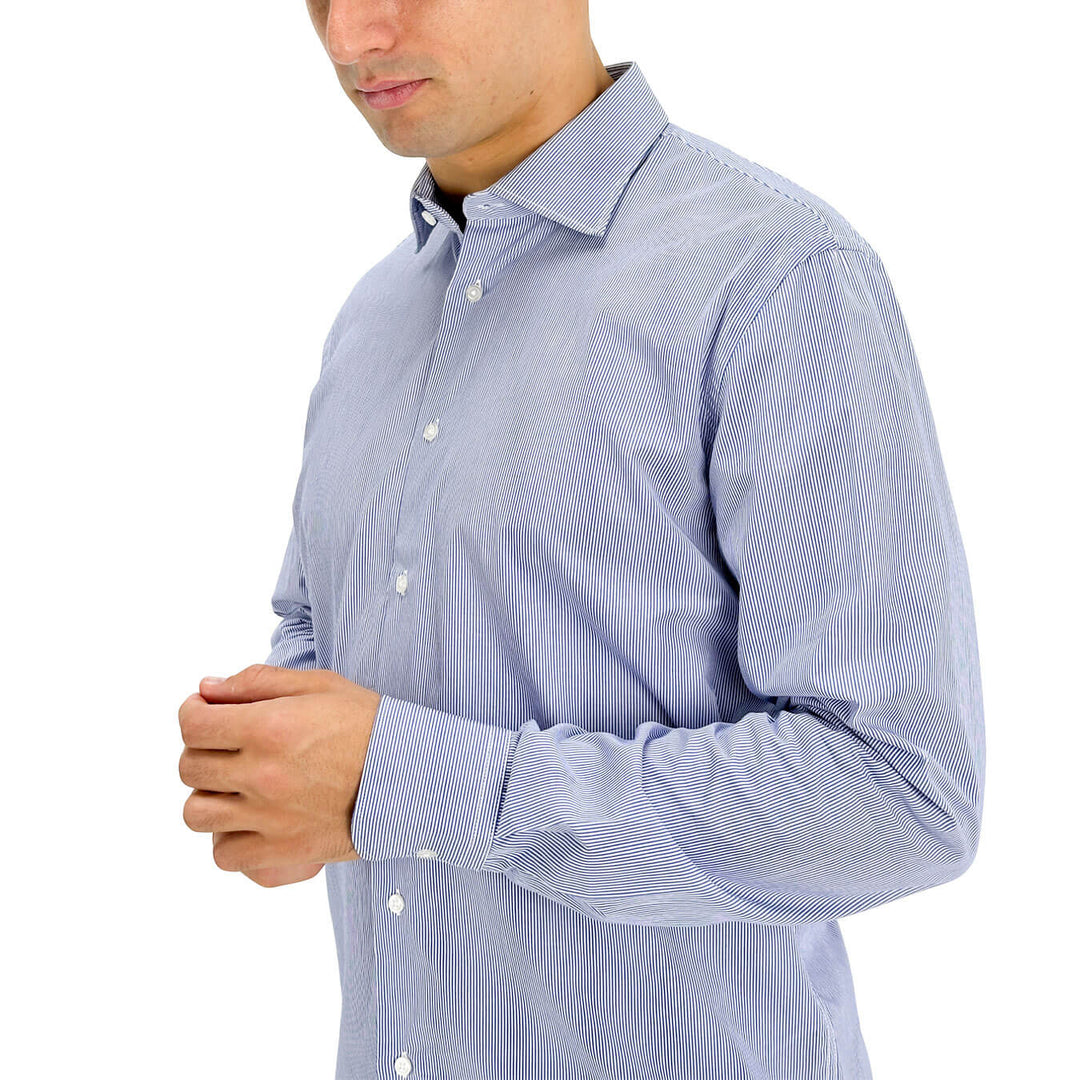 BL.11, Camicia a righe, Uomo, Cotone, Blu