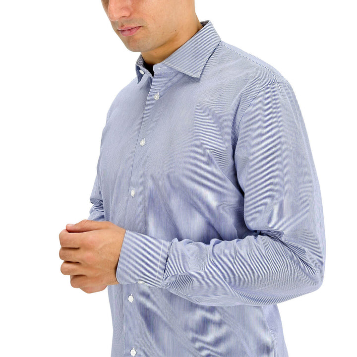 BL.11, Camicia a righe, Uomo, Cotone, Blu