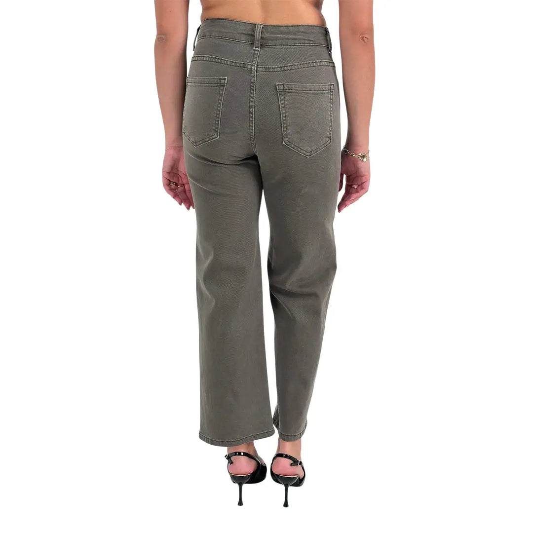 Bassini Jeans Donna Fango Oversize in Bull di Cotone Elasticizzato Morbido