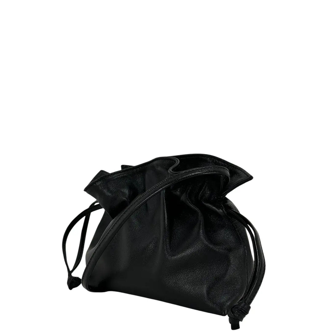 Bassini Borsa Donna Pasticcino Piccola in Nappa Nera con Chiusura Magnetica e Tracolla in Pelle