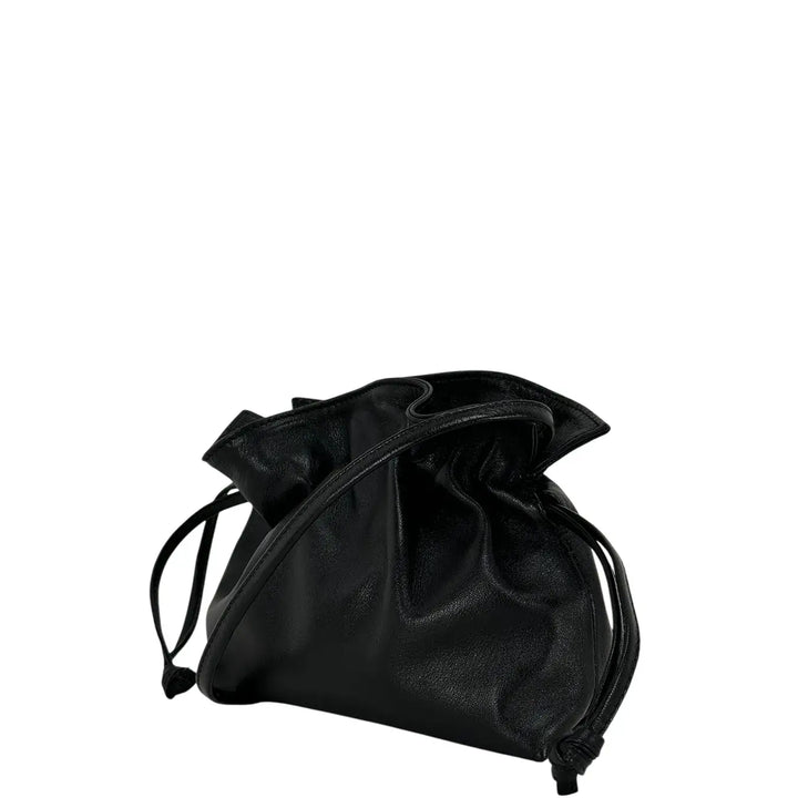Bassini Borsa Donna Pasticcino Piccola in Nappa Nera con Chiusura Magnetica e Tracolla in Pelle