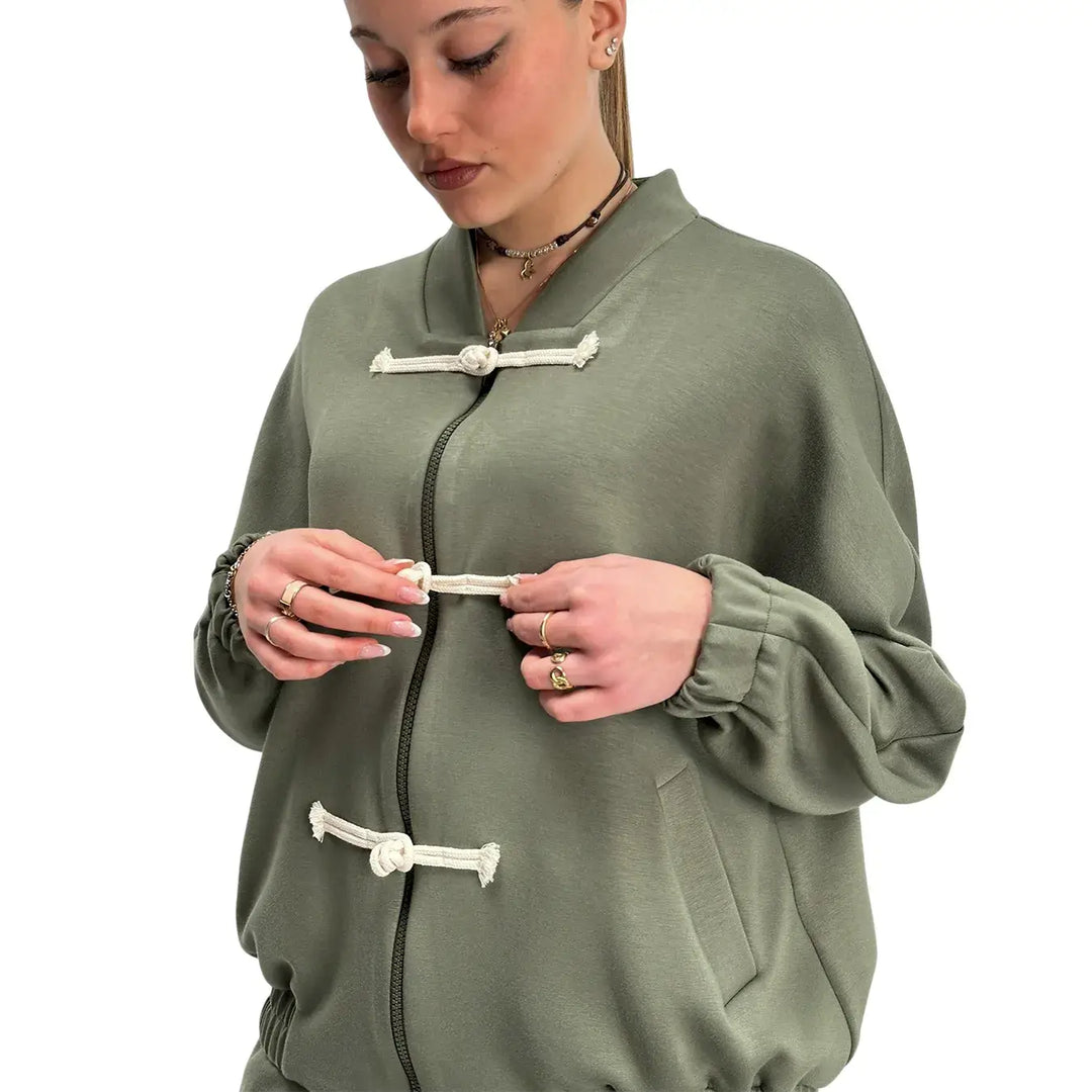 Kontatto, Bomber con Alamari, Donna, Verde