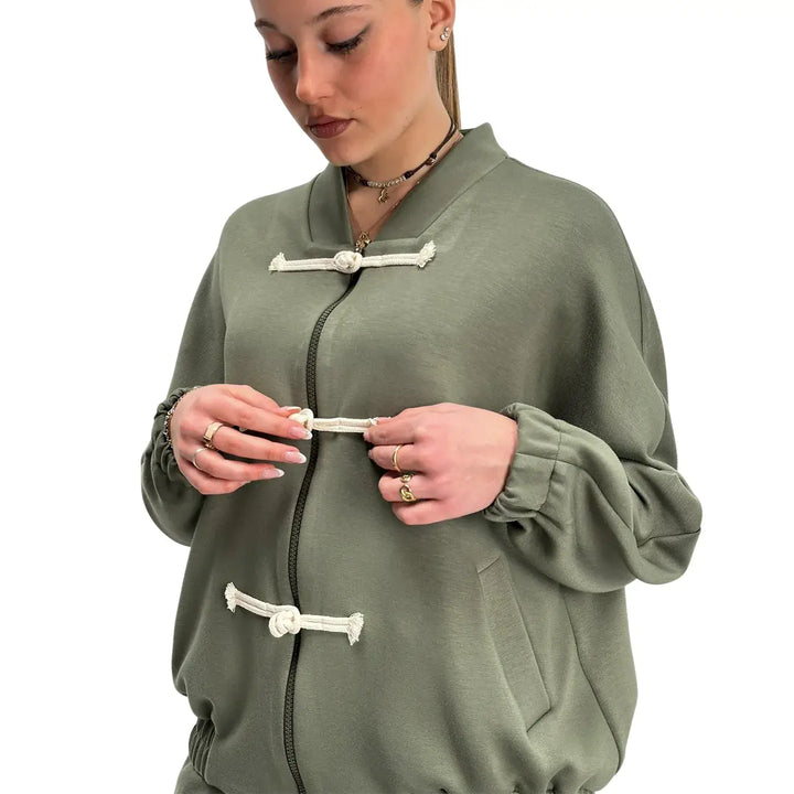 Kontatto, Bomber con Alamari, Donna, Verde