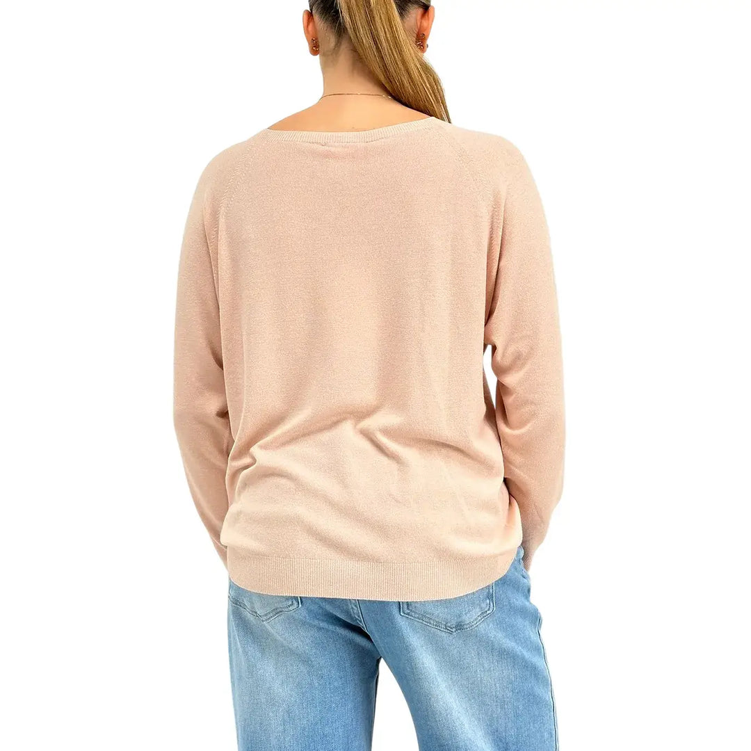 Kontatto, Maglia, Donna, Girocollo, Maniche Lunghe, Rosa, Viscosa