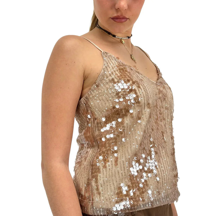 Ottod'Ame, Top, Donna, Tessuto Misto Cipria