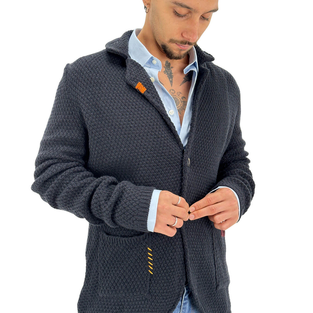 Markup, Blazer Maglia, Uomo, Tessuto Misto, Blu