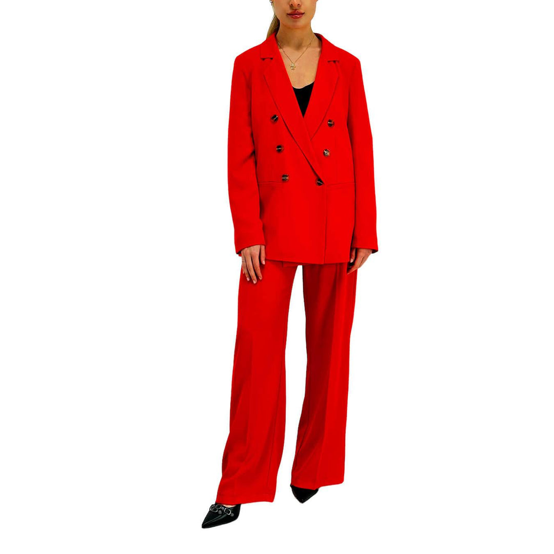 Tension In Women's Trousers, Classic, Slightly Flared, Red