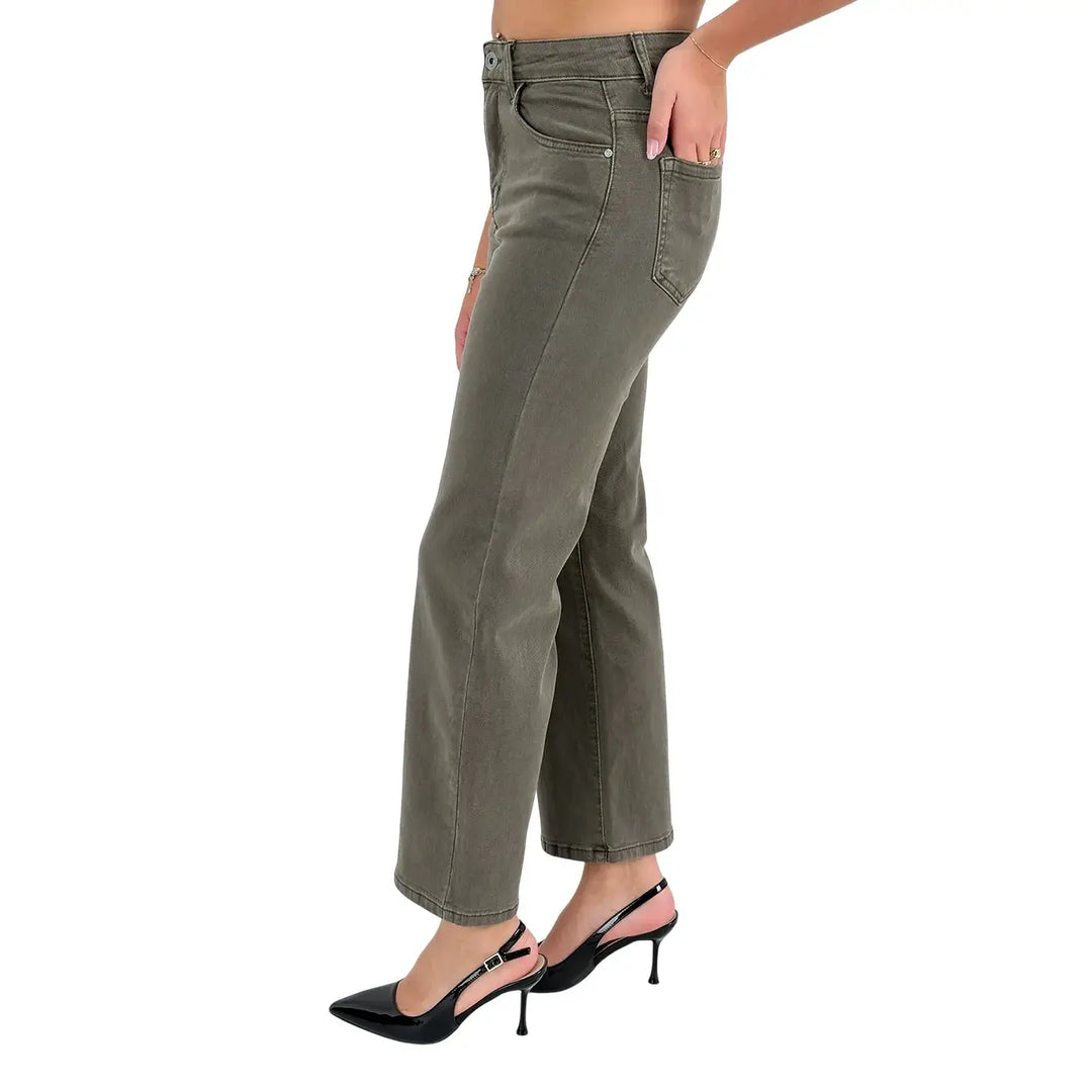 Bassini Jeans Donna Fango Oversize in Bull di Cotone Elasticizzato Morbido