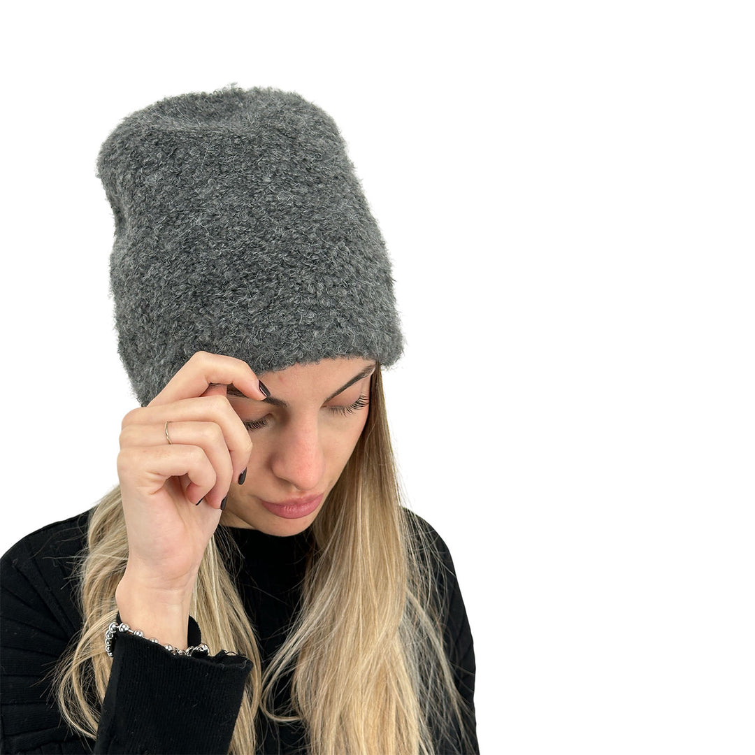 Bassini Cappello Donna, Modello Basic, Tessuto Misto, Grigio