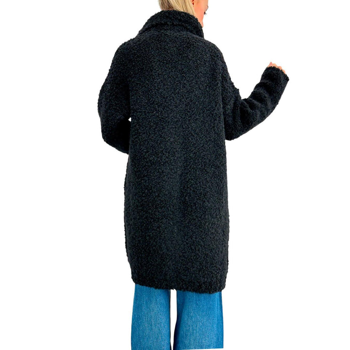 Kontatto Cappotto Donna, Bouclé, Senza Bottoni, Tessuto Misto, Nero